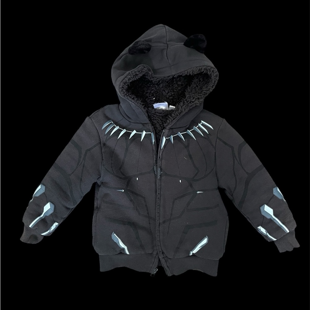 Marvel Black Panther Fleece-Lined Kids Jacket - Black and Silver (Runs Small)